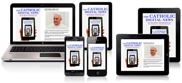image of The Catholic Digital News loaded onto an assortment of electronic devices